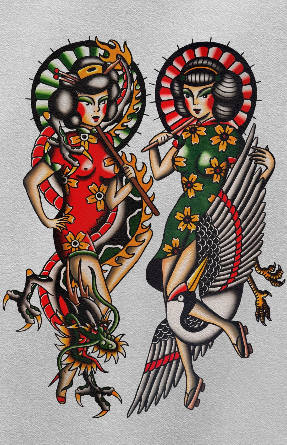 Geisha Pinup print set
