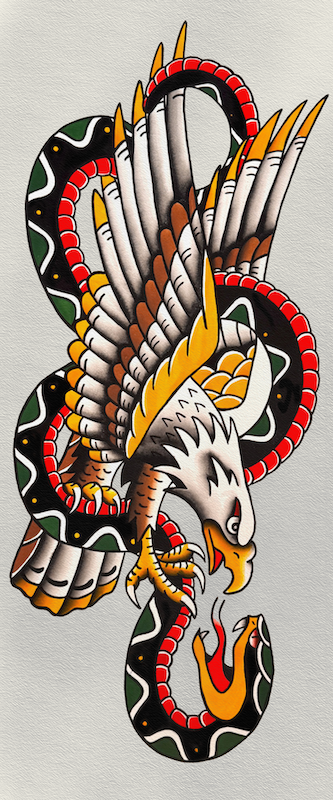 Snake and Eagle print